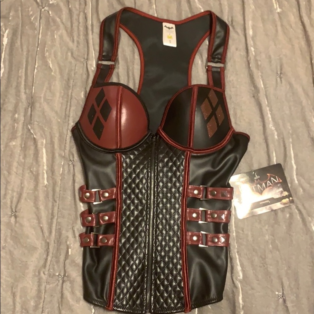 Cosplay NWT Batman Harley Quinn zippered corset S